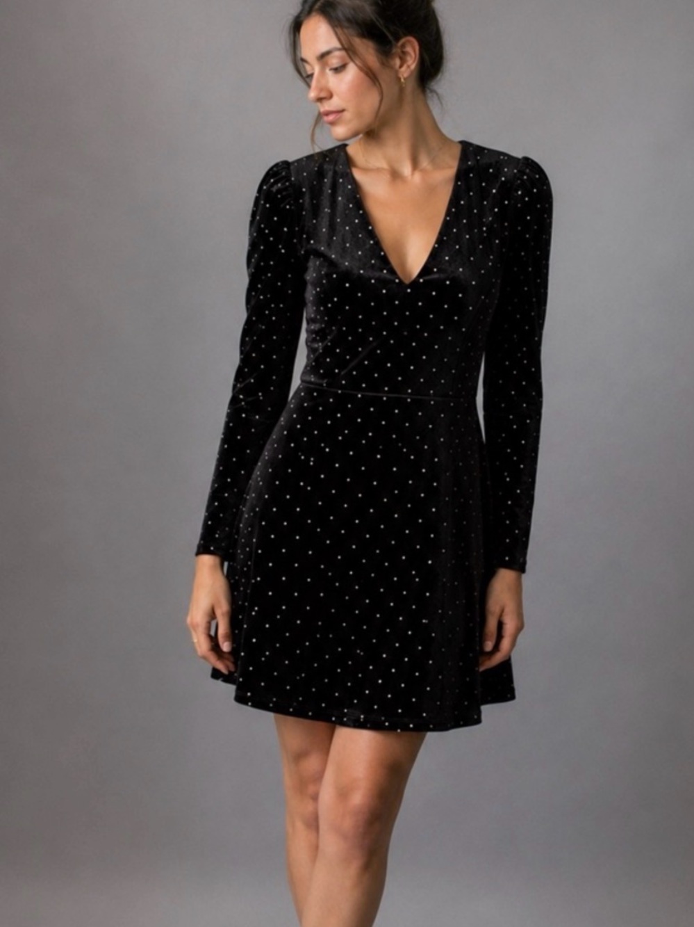 Francesca's Collections mi.ami Black Velvet Dress with Sparkle
